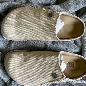 Birkenstock Cream Mules Comfortable Slip-On Design